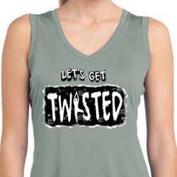 Ladies Shirt Twisted Sleeveless Moisture Wicking Tee
