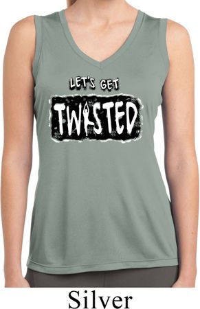 Ladies Shirt Twisted Sleeveless Moisture Wicking Tee