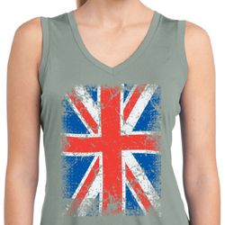 Ladies Shirt Union Jack Sleeveless Moisture Wicking Tee T-Shirt