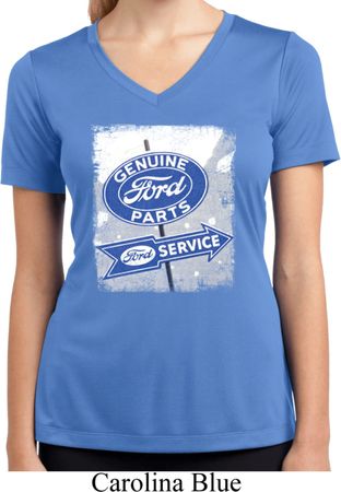 Ladies Shirt Vintage Sign Genuine Ford Moisture Wicking V-neck Tee