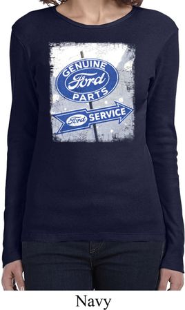 Ladies Shirt Vintage Sign Genuine Ford Parts Long Sleeve Tee T-Shirt