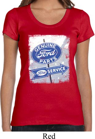Ladies Shirt Vintage Sign Genuine Ford Parts Scoop Neck Tee T-Shirt