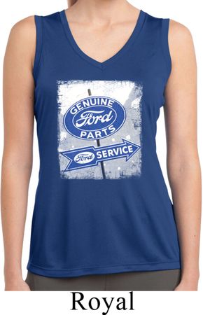 Ladies Shirt Vintage Sign Genuine Ford Sleeveless Moisture Wicking Tee