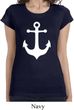 Ladies Shirt White Anchor Longer Length Tee T-Shirt