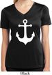 Ladies Shirt White Anchor Moisture Wicking V-neck Tee