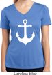 Ladies Shirt White Anchor Moisture Wicking V-neck Tee