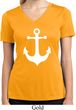 Ladies Shirt White Anchor Moisture Wicking V-neck Tee