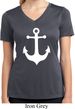 Ladies Shirt White Anchor Moisture Wicking V-neck Tee