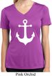 Ladies Shirt White Anchor Moisture Wicking V-neck Tee