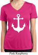 Ladies Shirt White Anchor Moisture Wicking V-neck Tee