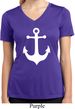 Ladies Shirt White Anchor Moisture Wicking V-neck Tee