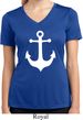 Ladies Shirt White Anchor Moisture Wicking V-neck Tee