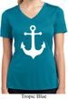 Ladies Shirt White Anchor Moisture Wicking V-neck Tee
