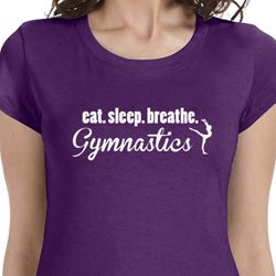 Ladies Shirt White Eat Sleep Breathe Gymnastics Longer Length Tee