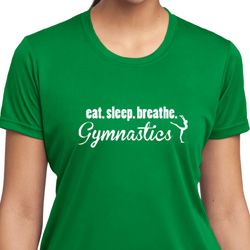 Ladies Shirt White Eat Sleep Breathe Gymnastics Moisture Wicking Tee