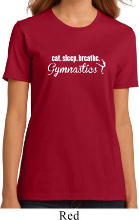Ladies Shirt White Eat Sleep Breathe Gymnastics Organic Tee T-Shirt