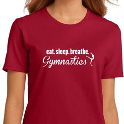 Ladies Shirt White Eat Sleep Breathe Gymnastics Organic Tee T-Shirt