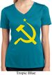 Ladies Shirt Yellow Hammer And Sickle Moisture Wicking V-neck Tee