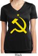 Ladies Shirt Yellow Hammer And Sickle Moisture Wicking V-neck Tee