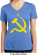 Ladies Shirt Yellow Hammer And Sickle Moisture Wicking V-neck Tee
