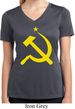 Ladies Shirt Yellow Hammer And Sickle Moisture Wicking V-neck Tee
