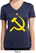 Ladies Shirt Yellow Hammer And Sickle Moisture Wicking V-neck Tee
