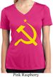 Ladies Shirt Yellow Hammer And Sickle Moisture Wicking V-neck Tee