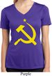 Ladies Shirt Yellow Hammer And Sickle Moisture Wicking V-neck Tee