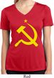 Ladies Shirt Yellow Hammer And Sickle Moisture Wicking V-neck Tee