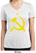 Ladies Shirt Yellow Hammer And Sickle Moisture Wicking V-neck Tee