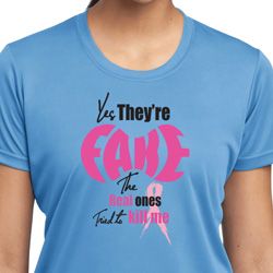Ladies Shirt Yes, They're Fake Moisture Wicking Tee T-Shirt