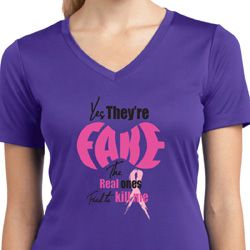 Ladies Shirt Yes, They're Fake Moisture Wicking V-neck Tee T-Shirt