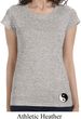 Ladies Shirt Yin Yang Patch Bottom Print Longer Length Tee T-Shirt