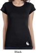Ladies Shirt Yin Yang Patch Bottom Print Longer Length Tee T-Shirt