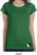 Ladies Shirt Yin Yang Patch Bottom Print Longer Length Tee T-Shirt
