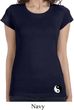Ladies Shirt Yin Yang Patch Bottom Print Longer Length Tee T-Shirt
