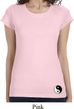 Ladies Shirt Yin Yang Patch Bottom Print Longer Length Tee T-Shirt