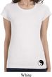 Ladies Shirt Yin Yang Patch Bottom Print Longer Length Tee T-Shirt