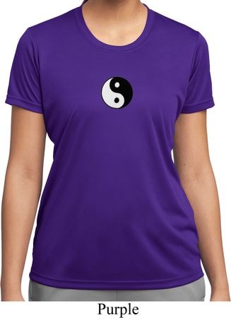 Ladies Shirt Yin Yang Patch Small Print Moisture Wicking Tee T-Shirt
