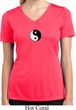 Ladies Shirt Yin Yang Patch Small Print Moisture Wicking V-neck Tee