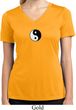 Ladies Shirt Yin Yang Patch Small Print Moisture Wicking V-neck Tee