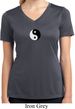 Ladies Shirt Yin Yang Patch Small Print Moisture Wicking V-neck Tee