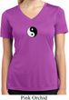 Ladies Shirt Yin Yang Patch Small Print Moisture Wicking V-neck Tee