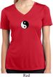 Ladies Shirt Yin Yang Patch Small Print Moisture Wicking V-neck Tee