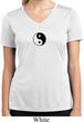 Ladies Shirt Yin Yang Patch Small Print Moisture Wicking V-neck Tee