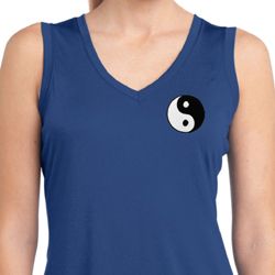 Ladies Shirt Yin Yang Patch Pocket Sleeveless Moisture Wicking Tee