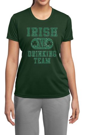 Ladies Shirts Irish Drinking Team Moisture Wicking Tee T-Shirt