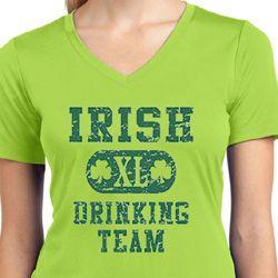 Ladies Shirts Irish Drinking Team Moisture Wicking V-neck Tee T-Shirt Ladies Shirts Irish Drinking Team Moisture Wicking V-neck Tee T-Shirt