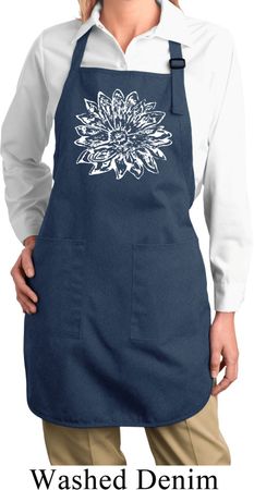 Ladies Sketch Lotus Full Length Apron with Pockets