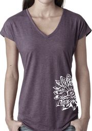 Ladies SKETCH LOTUS (side print) V-neck - Large, Vintage Purple Ladies SKETCH LOTUS (side print) V-neck - Large, Vintage Purple